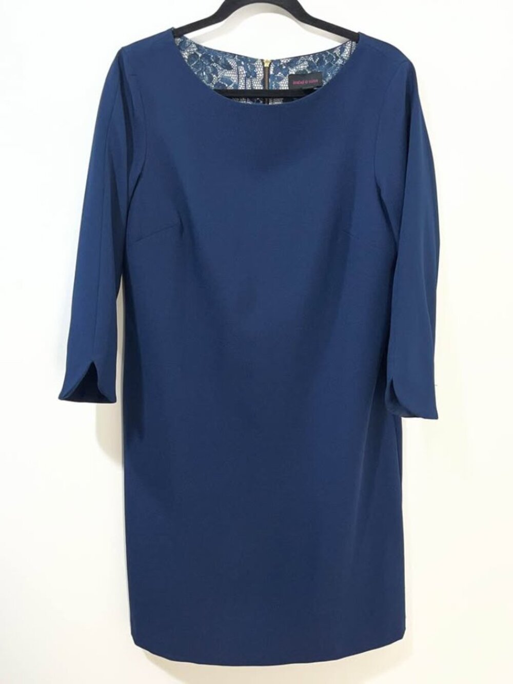 Navy 3/4 Sleeve Professional Neutral Dress | Classic Corpcore Workwear [sz 12] - Picture 2 of 9